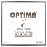 Optima No. 6 cuerda E1 para guitarras clásicas, nailon, tensión medium