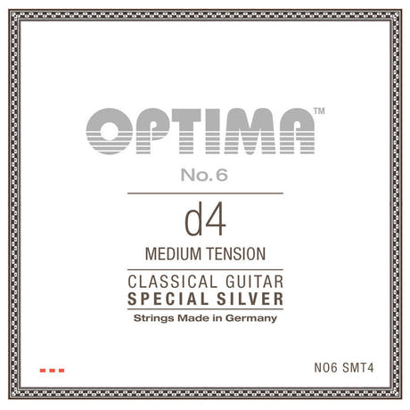 Cuerda de guitarra clásica Optima No. 6 D4, plateada, medium tension