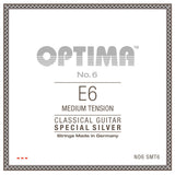 Cuerda de guitarra clásica Optima No. 6 E6, plateada, medium tension