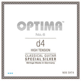 Optima No. 6 D4 cuerda de guitarra clásica, plateada, high tension
