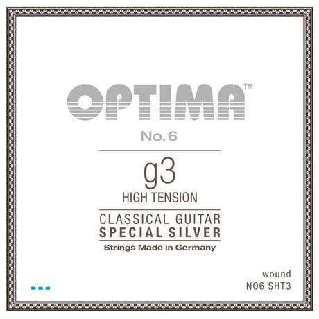 Cuerda G3 Optima No. 6 para guitarra clásica, plateada, alta tensión