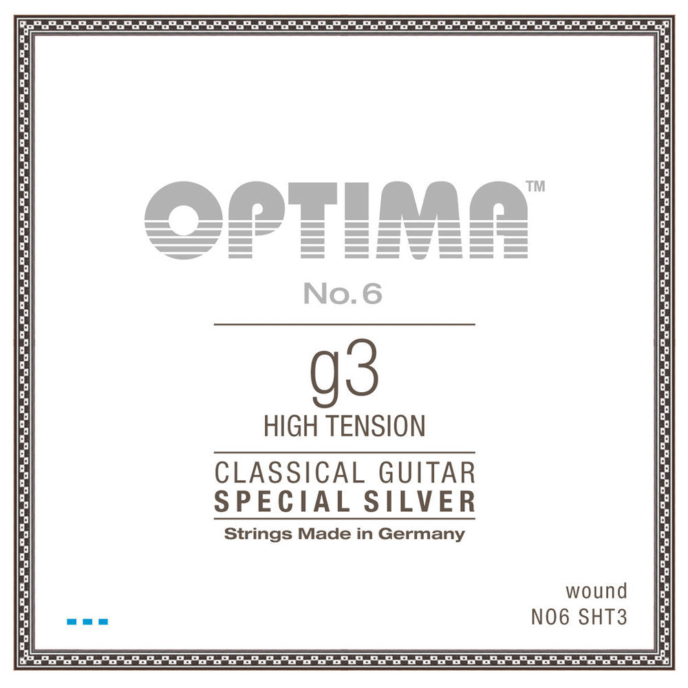 Cuerda G3 Optima No. 6 para guitarra clásica, plateada, alta tensión