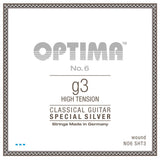 Cuerda G3 Optima No. 6 para guitarra clásica, plateada, alta tensión