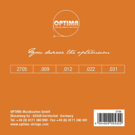 Juego de cuerdas Optima 2705 para banjo de 4 cuerdas, lazo