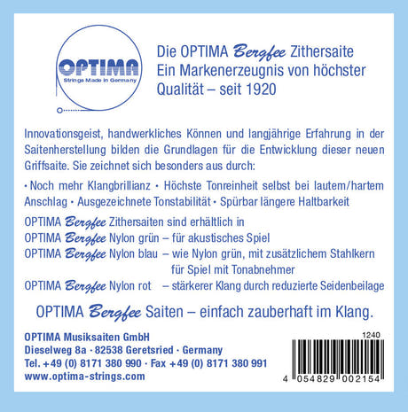 Cuerda de digitación Optima Bergfee 1240 a´ para cítara, Múnich, Normal