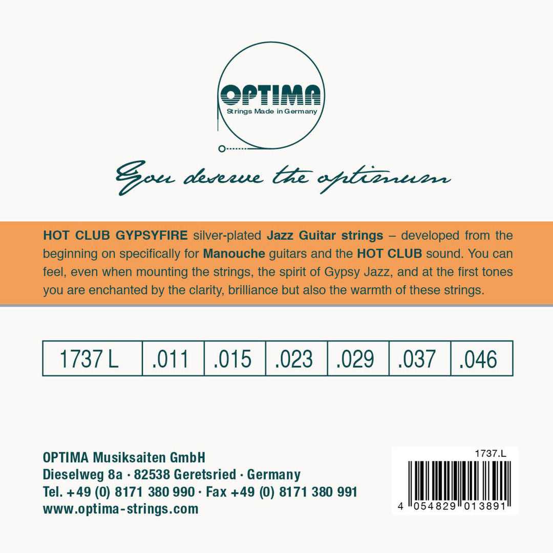 Cuerdas Optima para guitarra acústica Hot Club Gypsyfire plateadas - Set (1737L)