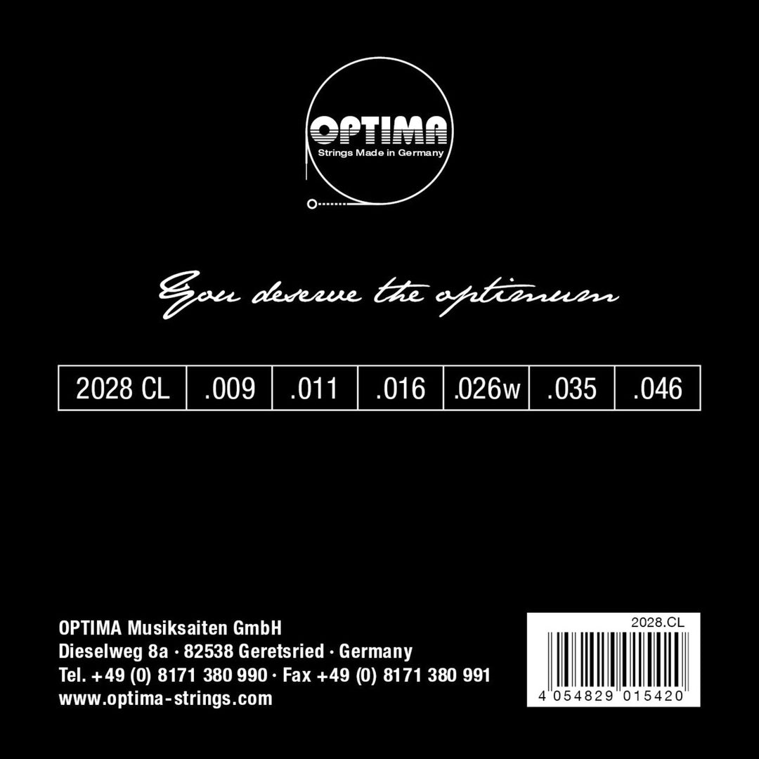 Optima Strings para guitarras eléctricas Gold, cuerdas de entorchado redondo - Set (2028 CL)