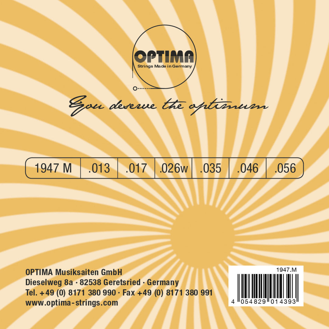 Cuerdas Optima para guitarras eléctricas Jazz Swing Chrome Round Wound - Juego (1947M)