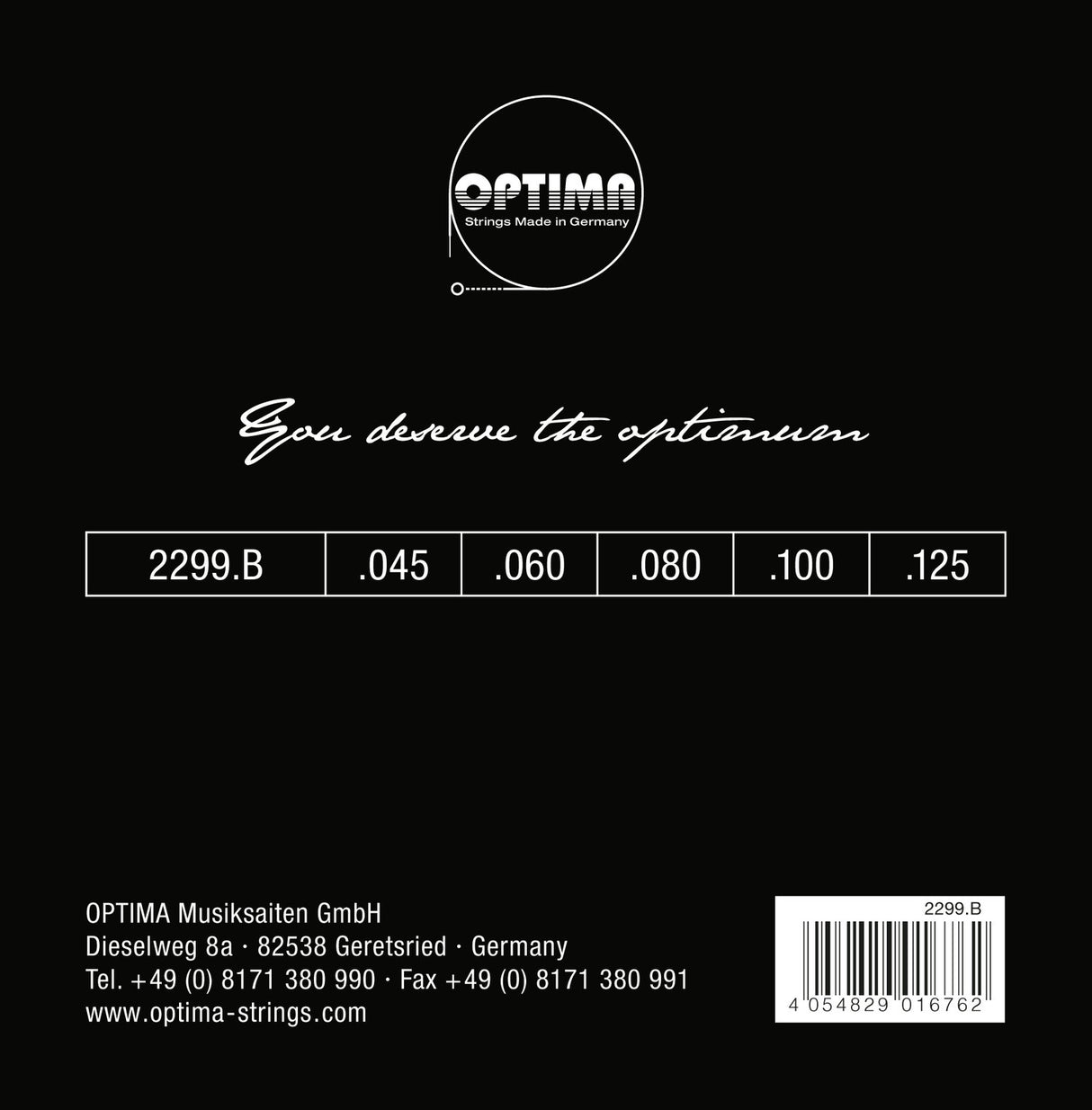 Optima E-Bass Strings Gold Strings Round Wound long scale - Set 5-string reg-light (2299B)