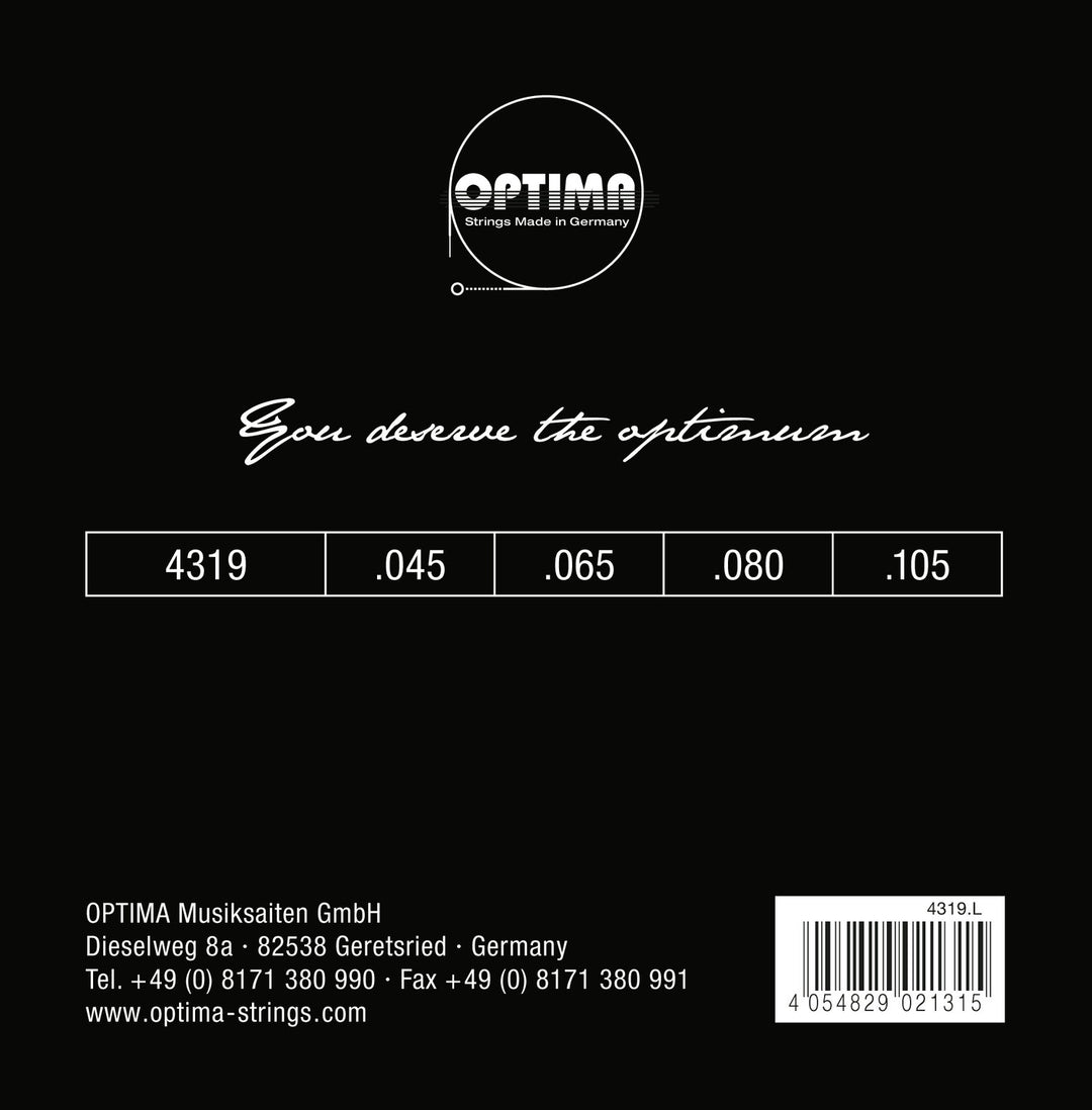 Optima E-Bass Strings Chrome Strings Round Wound Long Scale - set de 4 cuerdas med-light (4319ML)
