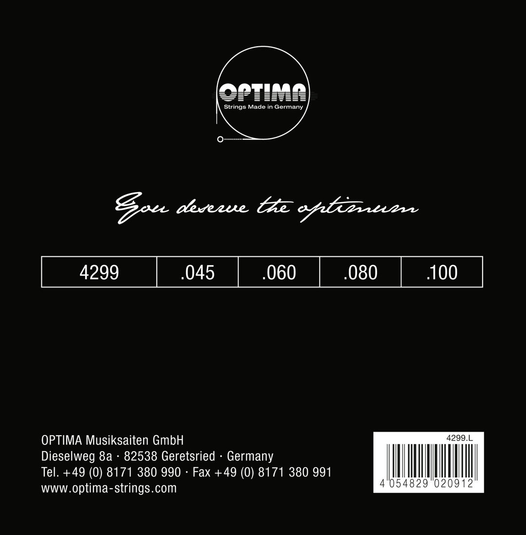 Cuerdas de E-Bass Optima Chrome Strings. Round Wound Medium Scale - Set 4-string reg-light (4299M)