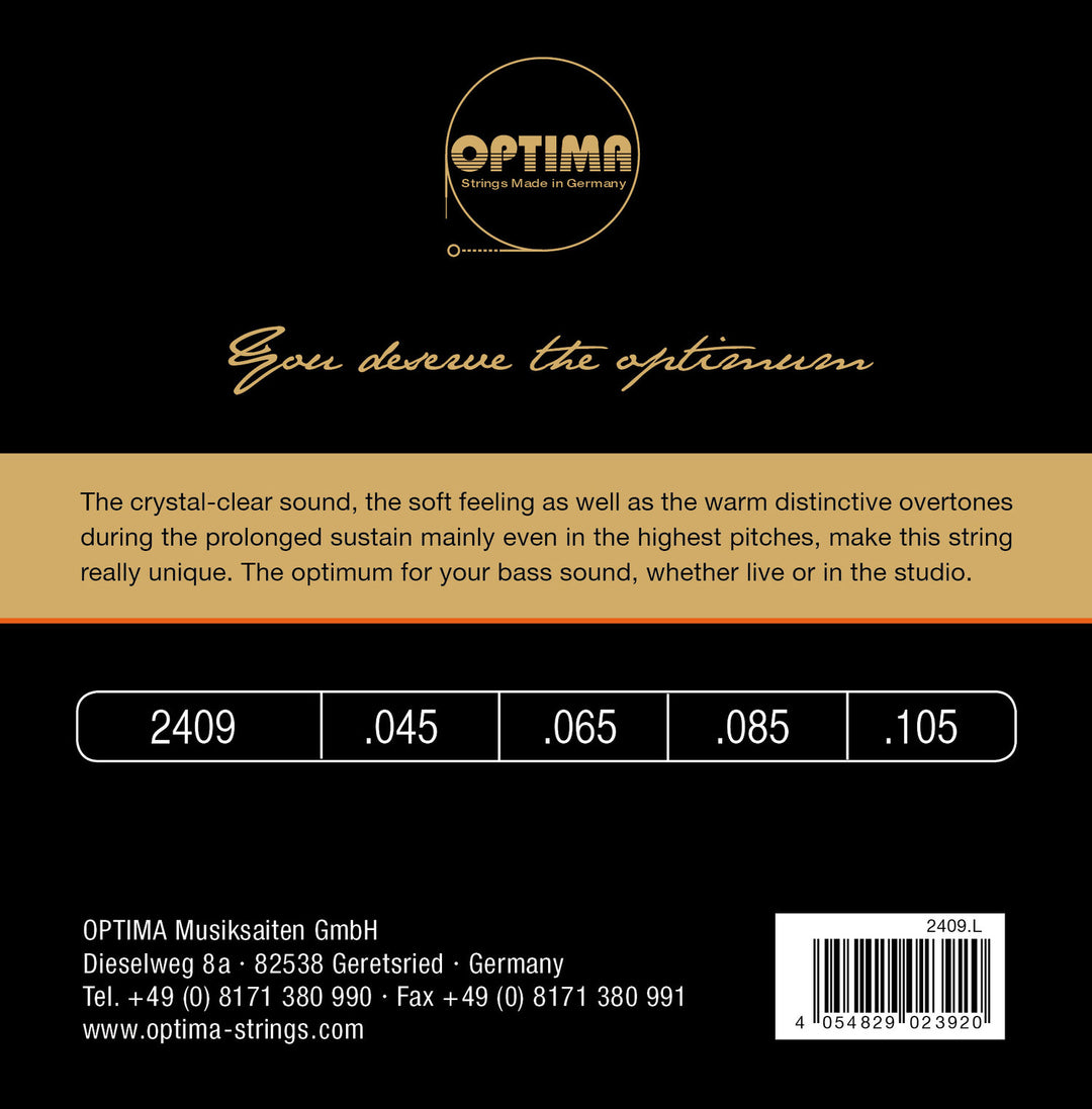 Optima cuerdas para bajo eléctrico Unique studio doradas - 4 cuerdas medium sc. (2409M)