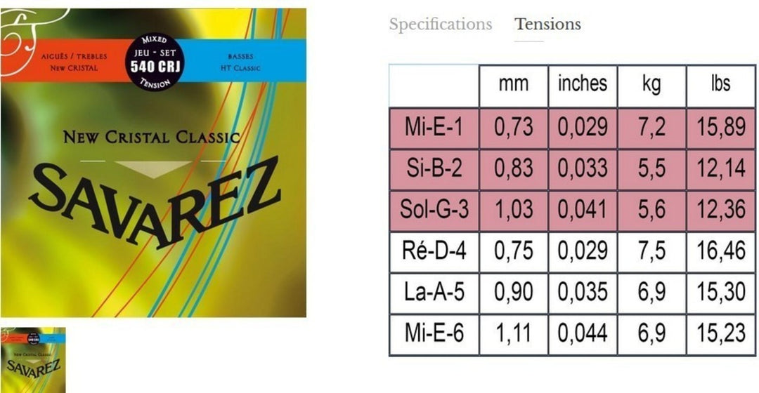 Cuerdas Savarez para guitarras clásicas New Cristal Classic - Set (540CRJ)