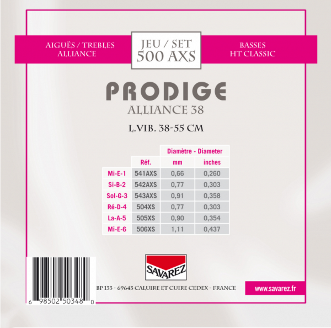 Savarez Strings para guitarra clásica Prodige 38 Children's Guitar - 1/8-1/2 Carbon (500 AXS)