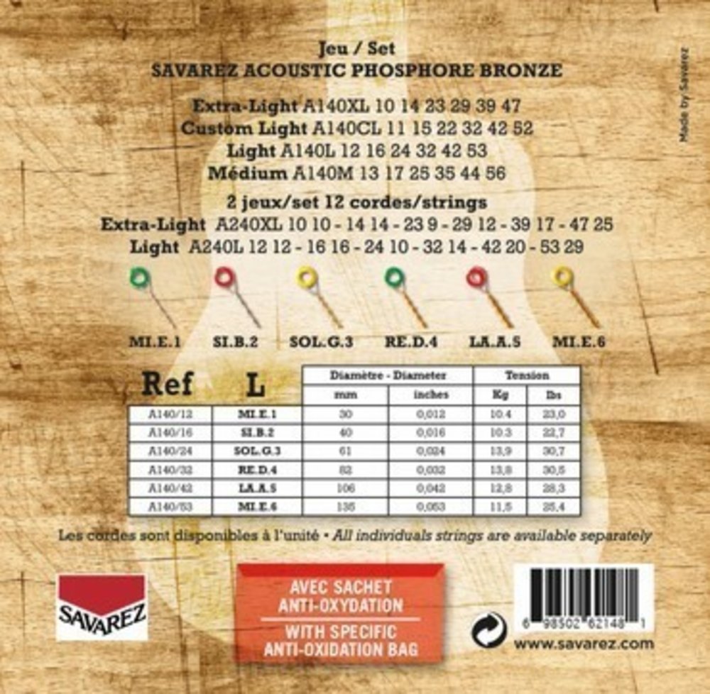 Savarez A140L Acoustic Phosphor Bronze, light .012 a .053