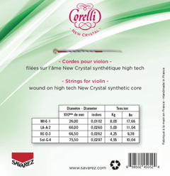 Cuerdas de Violines Corelli New Crystal - Medium-light (700MLB)