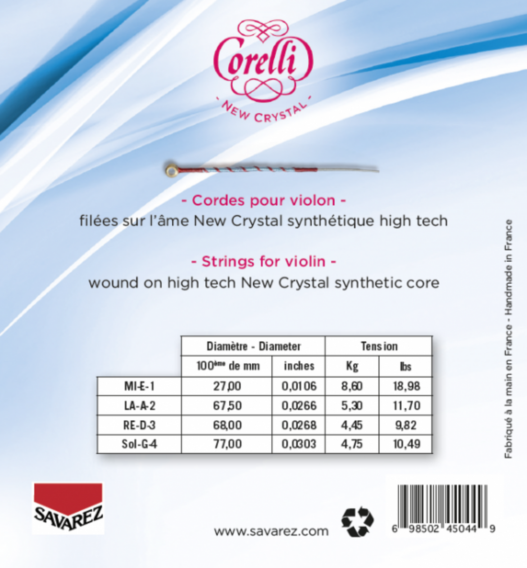 Cuerdas de violín Corelli New Crystal - Medium (700MB)
