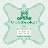 Optima Goldbrokat cuerda E para violín 1/8, 0,25 mm, lazo