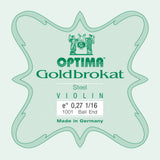 Cuerda E Optima Goldbrokat para violín 1/16, 0,27 mm, bola