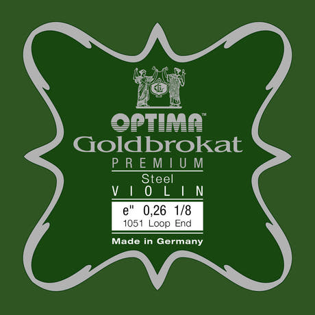 Cuerda E Optima Goldbrokat Premium para violines 1/8, 0,26 mm, lazo