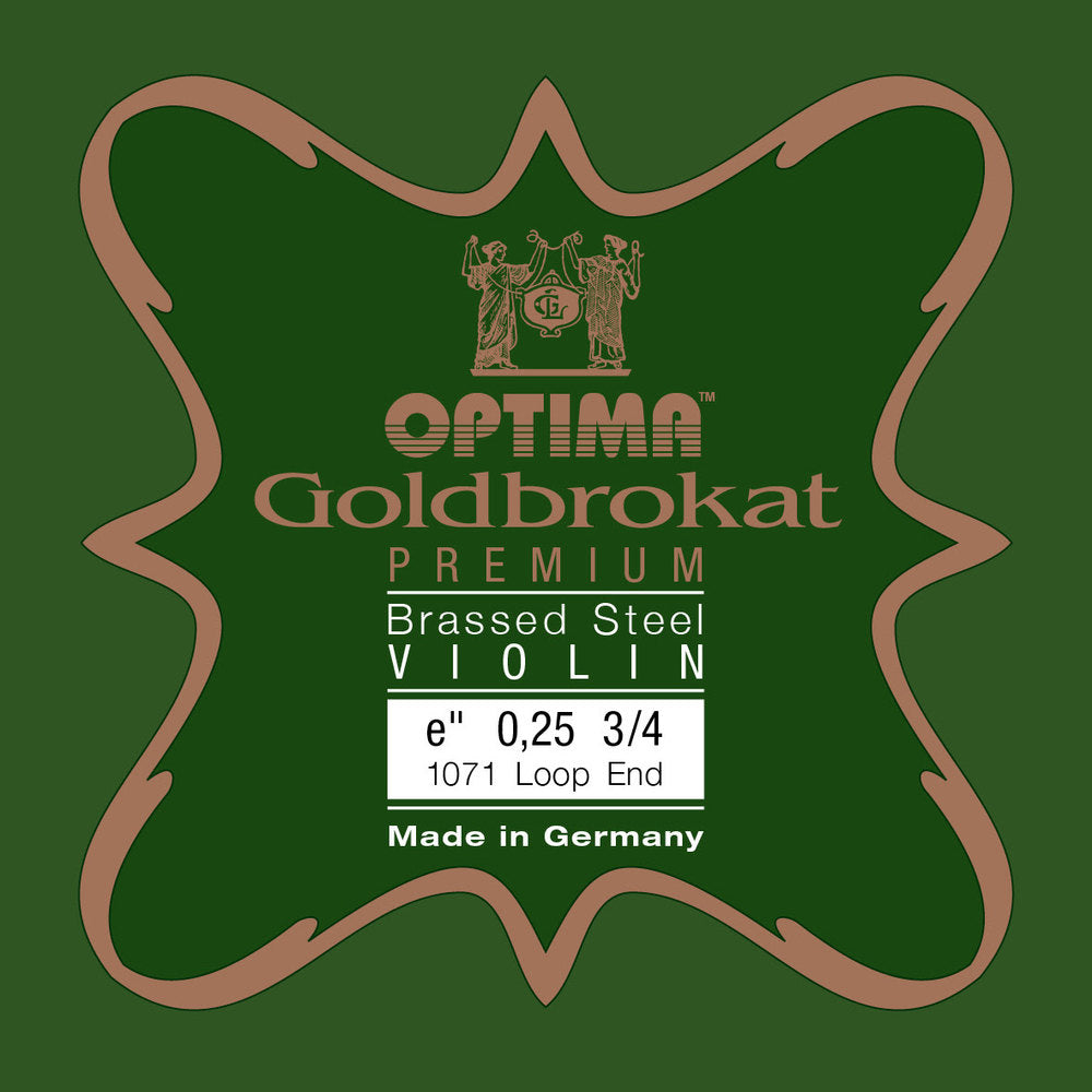 Cuerda E Brassed Premium Goldbrokat de Optima para violines 3/4, 0,25 mm, con lazo