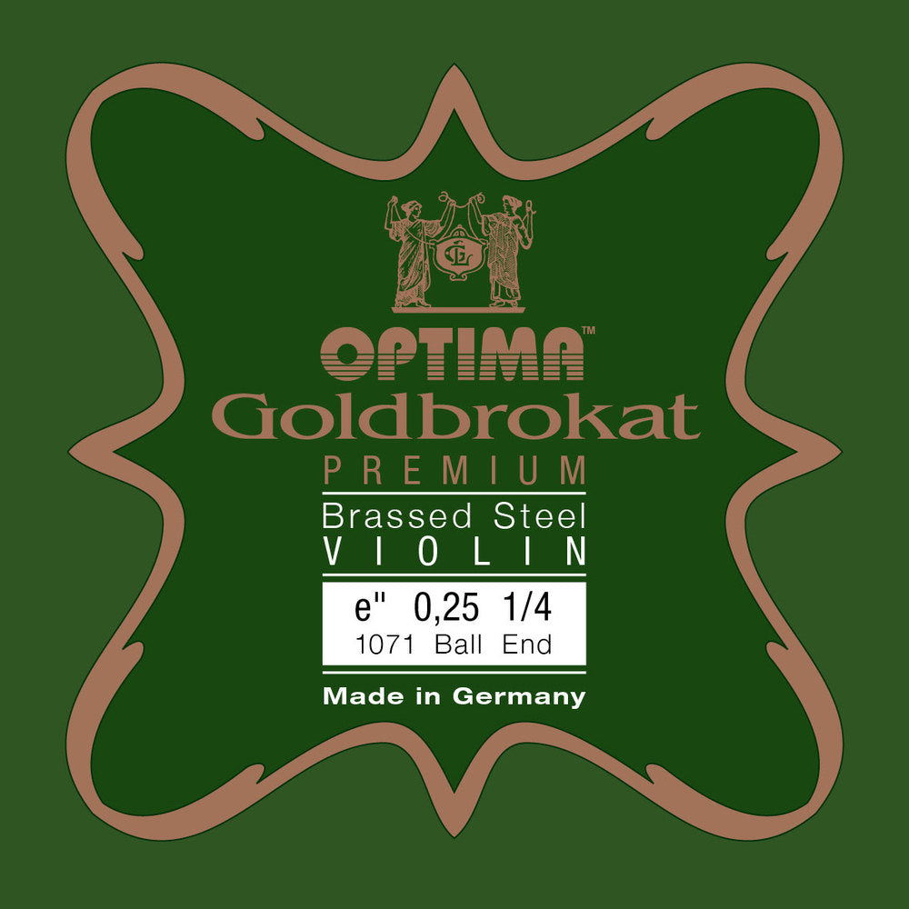 Cuerda E Brassed Premium Goldbrokat de Optima para violines 1/4, 0,25 mm, con bola