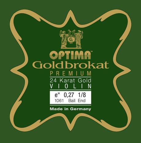 Cuerda E Optima Goldbrokat 24K Gold para violines 1/8, 0,27 mm, lazo