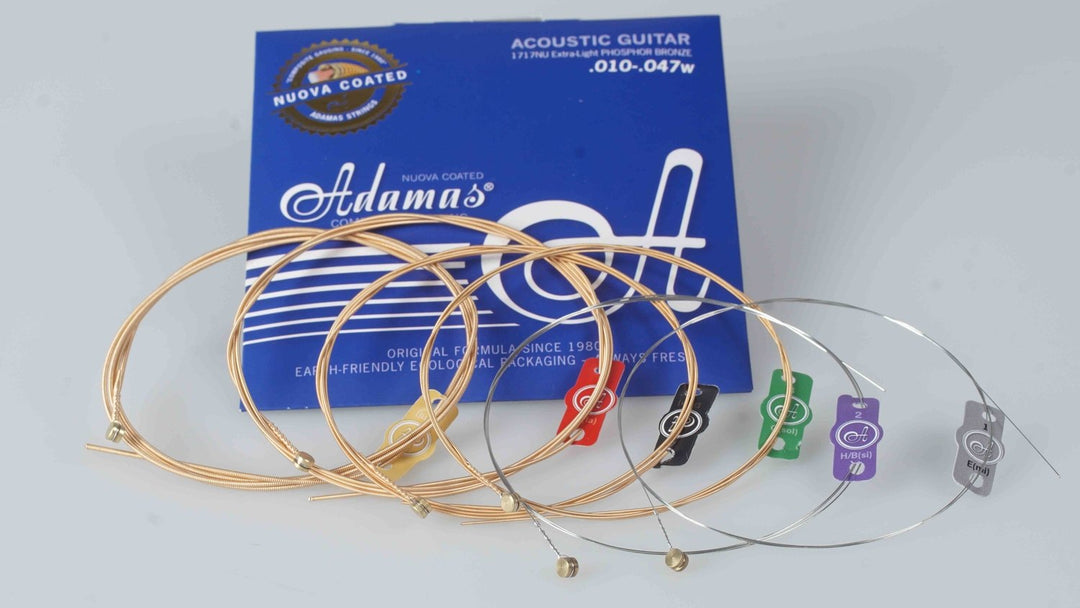 Adamas Strings for Acoustic Guitarras Nuova phosphor bronze coated set (3) - Set of 3 Ex-Light .010 (1717NU-3)
