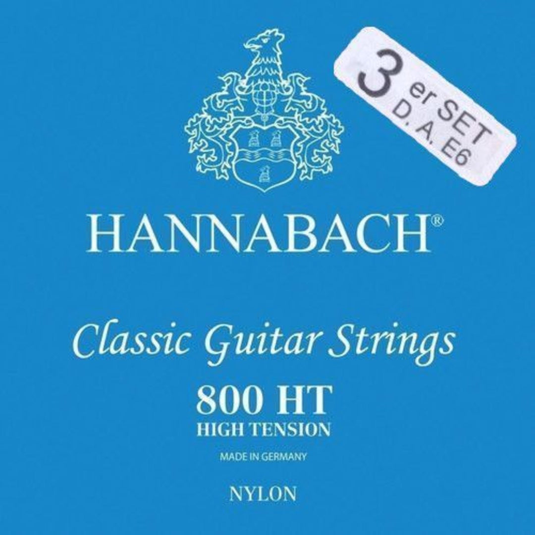Hannabach cuerdas para guitarra clásica Serie 800 High tension plateadas - Juego de 3 bajos (8007HT)