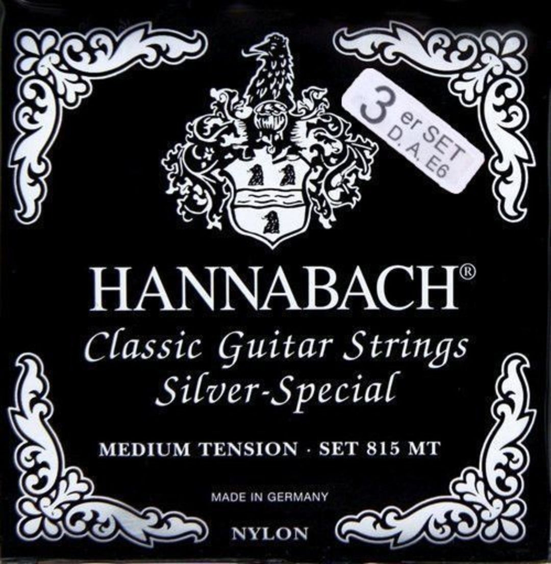 Cuerdas Hannabach para guitarras clásicas Serie 815 Medium tension Silver special - Set of 3 bass (8157MT)