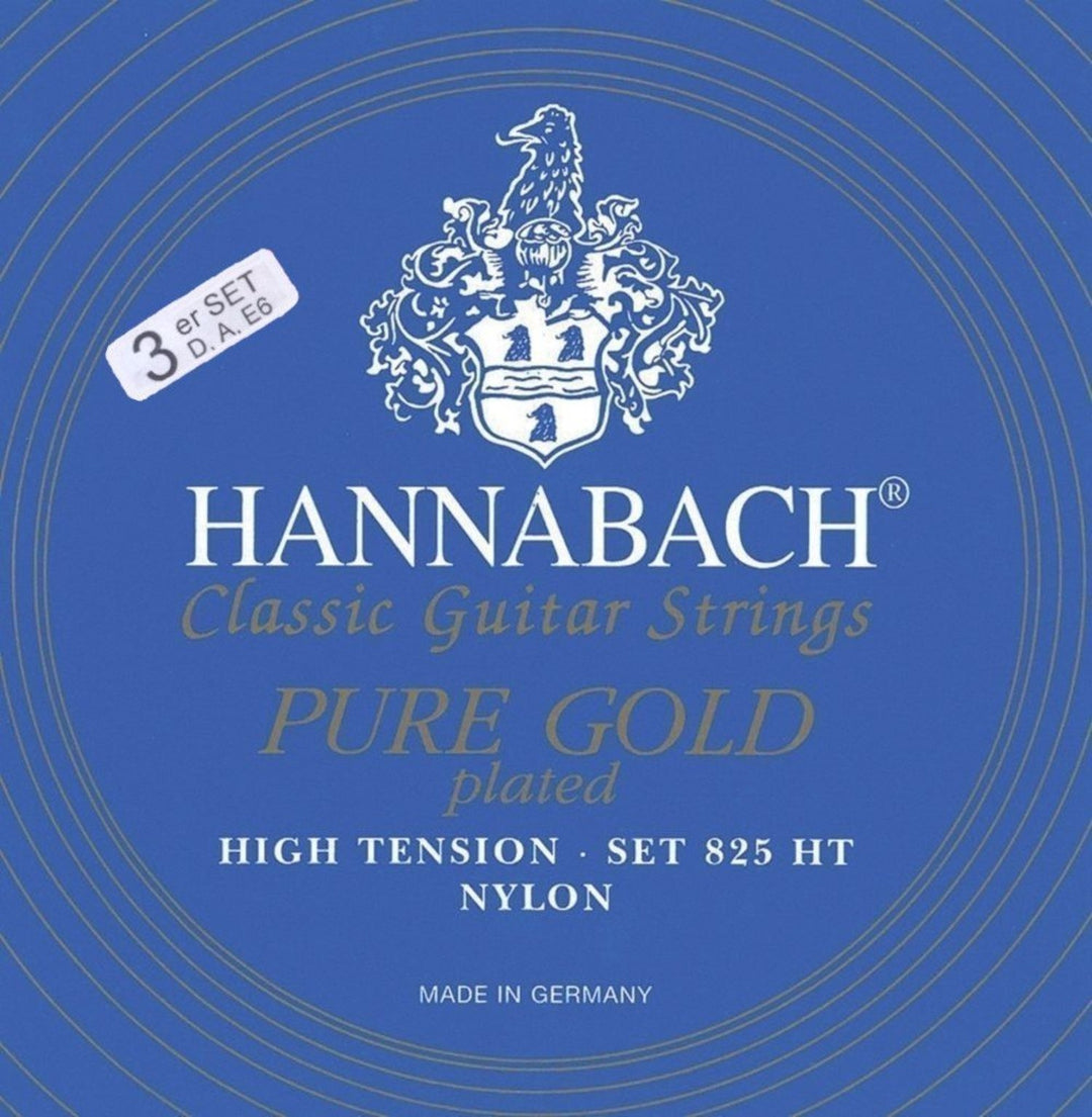 Cuerdas Hannabach para guitarras clásicas Serie 825 High tension specialized gold plated - 3er Bass high (8258HT)