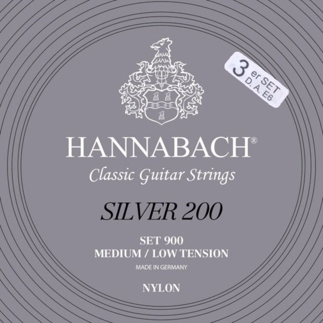Hannabach Strings para guitarras clásicas Series 900 Medium/Low Tension Silver 200 - 3er Bass med-low (9007MLT)
