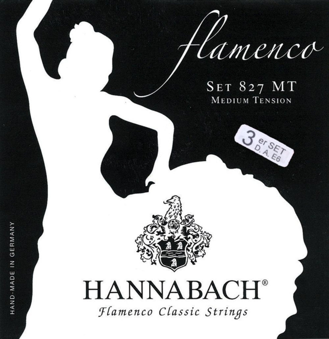 Cuerdas Hannabach para guitarras clásicas Serie 827 Medium Tension Flamenco - Set de 3 bajos (8277MT)