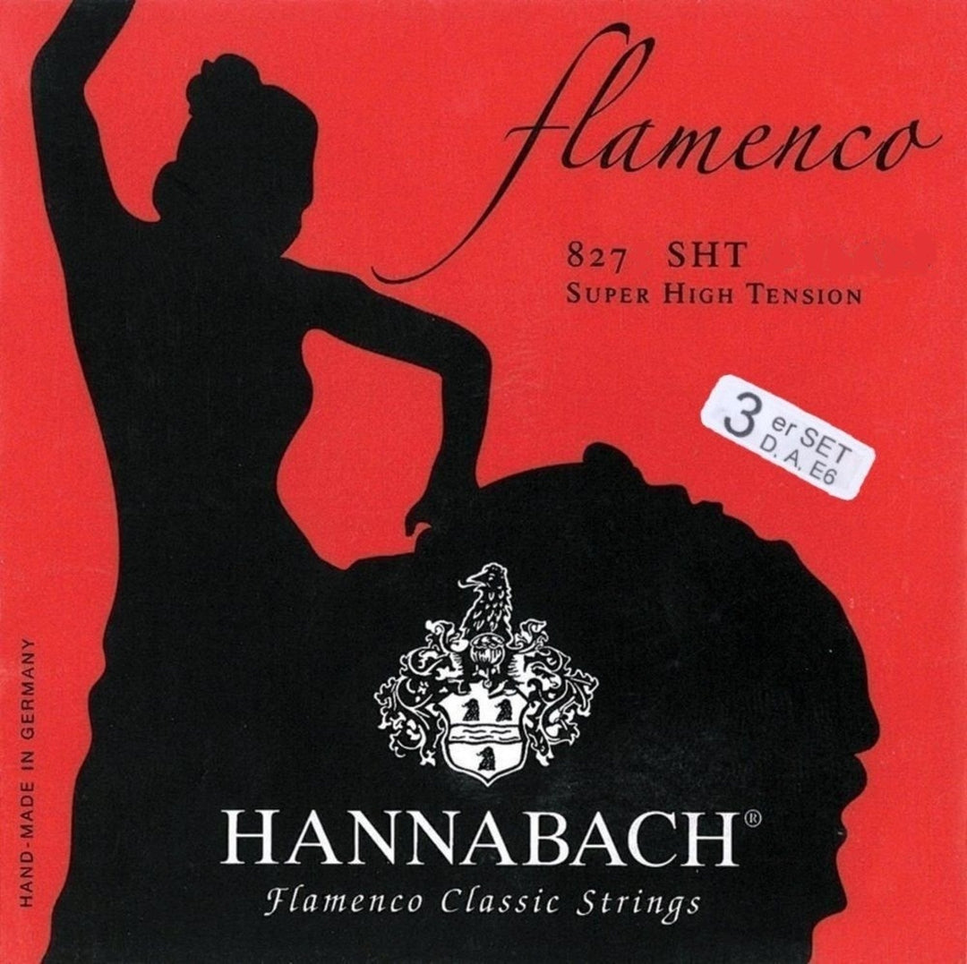 Cuerdas Hannabach para guitarra clásica Serie 827 Super High Tension Flamenco - Juego de 3 bajos (8277SHT)