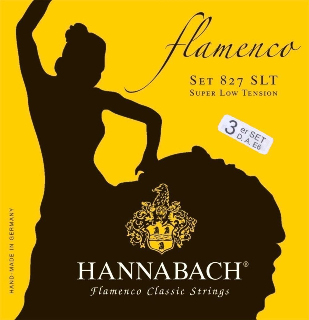 Cuerdas Hannabach para guitarra clásica Serie 827 Super Low Tension Flamenco - Juego de 3 bajos (8277SLT)