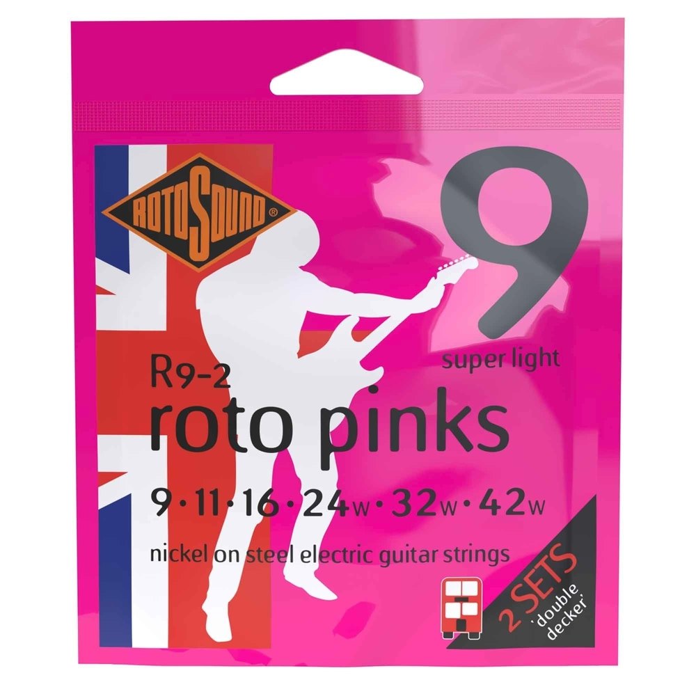 Cuerdas para guitarra eléctrica Rotosound Roto Pinks R9-2 Double Decker 9-42