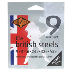 Rotosound British Steels BS9 cuerdas para guitarra eléctrica 9-42