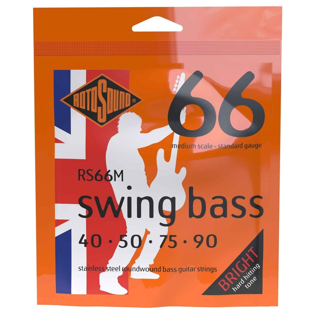 Rotosound Cuerdas de bajo eléctrico Swing Bass 66 - Set de 4 cuerdas Medium Standard 40-90 (RS66M)