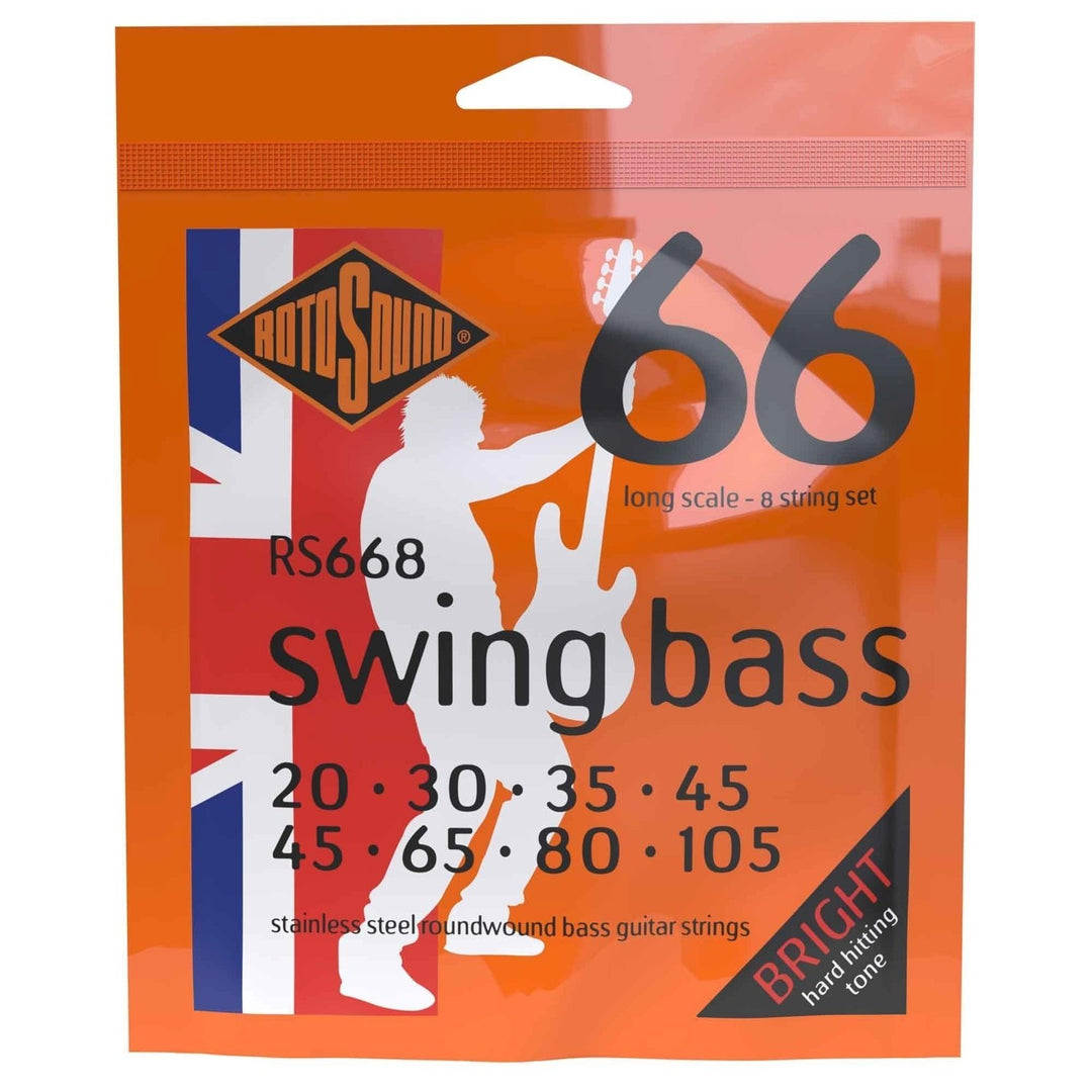 Cuerdas para bajo eléctrico Rotosound Swing Bass 66 - Set de 8 cuerdas de acero inoxidable 45-105 (RS668)