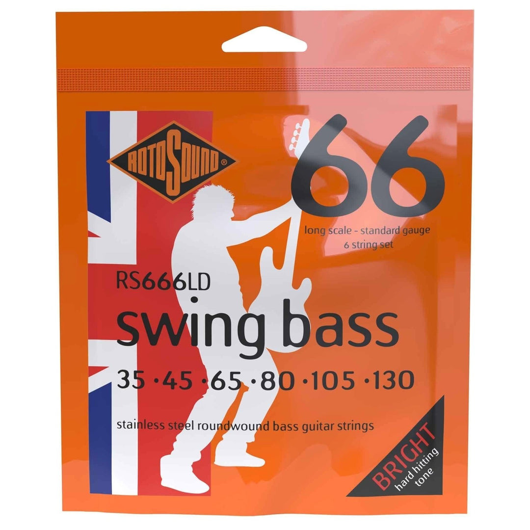 Cuerdas para bajo eléctrico Rotosound Swing Bass 66 - Set de 6 cuerdas Stainless Steel Standard 35-130 (RS666LD)