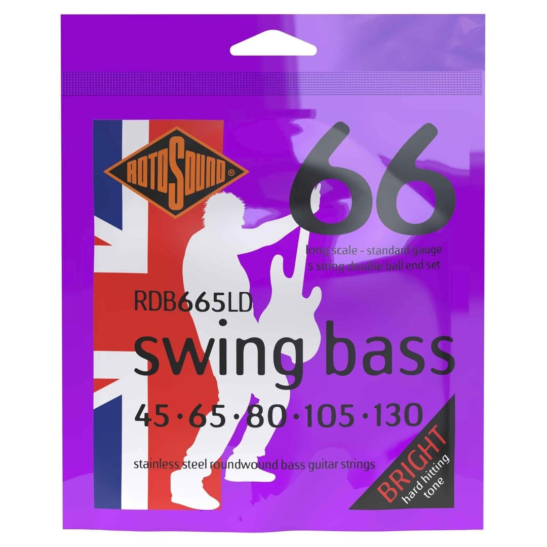 Cuerdas para bajo eléctrico Rotosound Swing Bass 66 Double Ball End - Set de 5 cuerdas. Standard 45-105 Double Ball (RDB665LD)