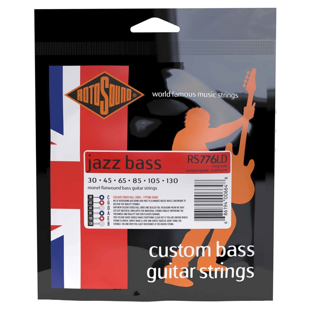 Cuerdas de bajo Rotosound Jazz Bass Jazz Bass 77 - Pack de 6 cuerdas Flatwound Standard 30-130 (RS776LD)