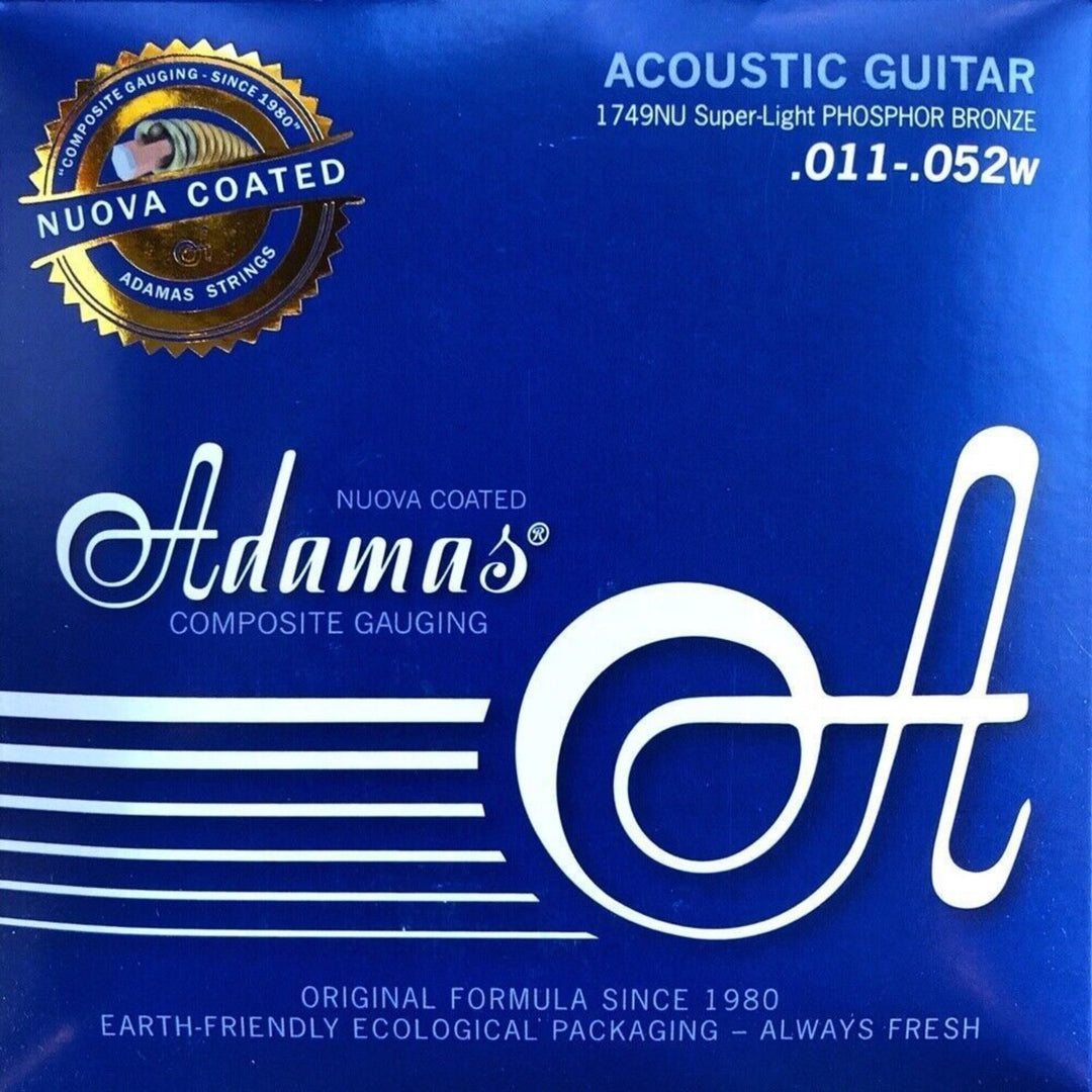 Cuerdas Adamas para Guitarras acústicas Nuova de bronce fosforado recubierto - Super-Light .011-.052 (1749NU)