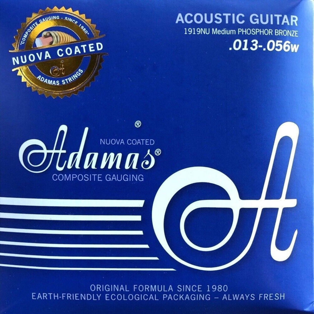 Cuerdas Adamas para guitarra acústica Nuova de bronce fosforado recubiertas - Medium .013-.056 (1919NU)