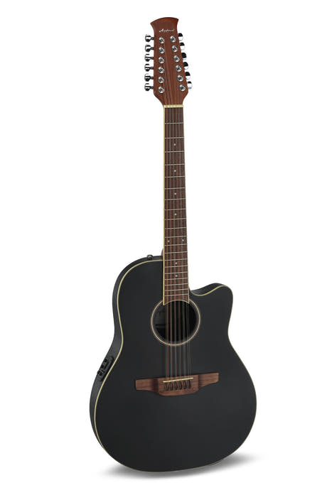 Applause Guitarras E-Acoustic AB2412II Mid Cutaway de 12 cuerdas - Black Satin (AB2412II-5S)