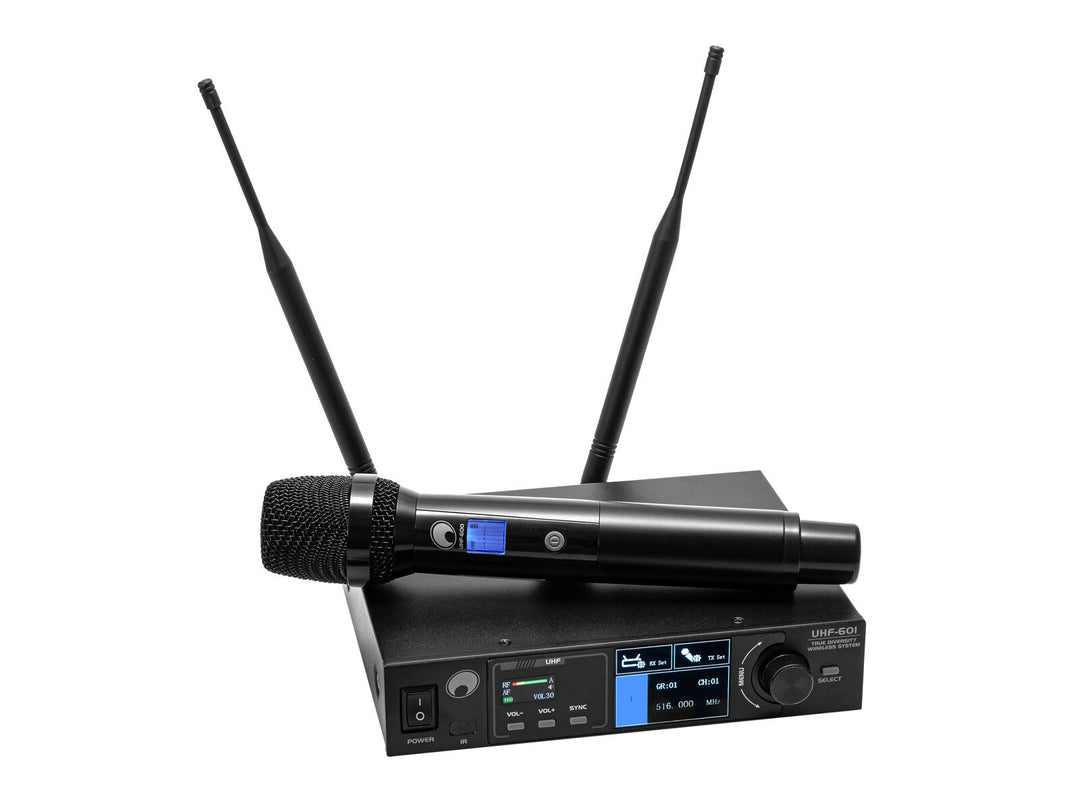 OMNITRONIC UHF-601 Sistema de micrófonos inalámbricos de 1 canal 823-832/863-865 MHz