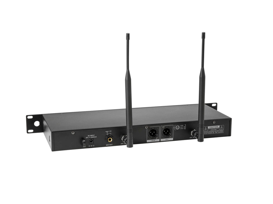 OMNITRONIC UHF-602 Sistema de micrófonos inalámbricos de 2 canales 520-554 MHz