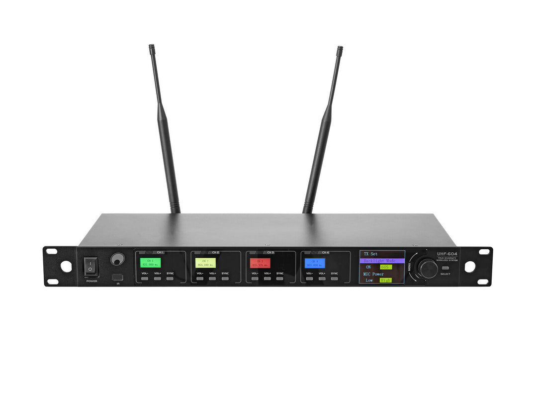OMNITRONIC UHF-604 Sistema de micrófonos inalámbricos de 4 canales 520-554 MHz