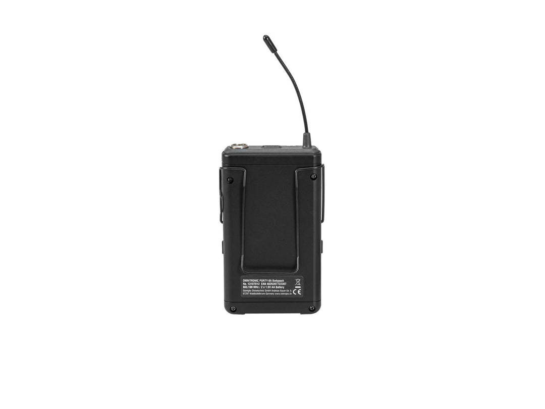 OMNITRONIC PORTY-8A Bodypack + micrófono Lavalier 863.1 MHz
