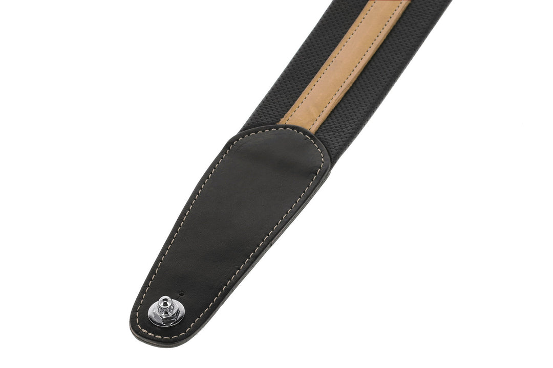 Correas para Guitarras GEWA Prestige 65 acolchadas con cierres de seguridad - negro perforado/marrón